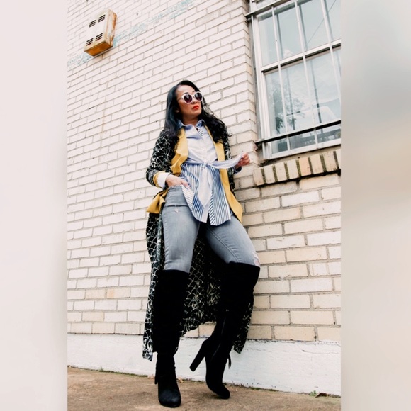 B&W Print Kimono Duster Cardigan - Picture 8 of 11